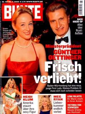 Titelseite "BUNTE" vom 20.11.2008 (Foto Wolfgang List)